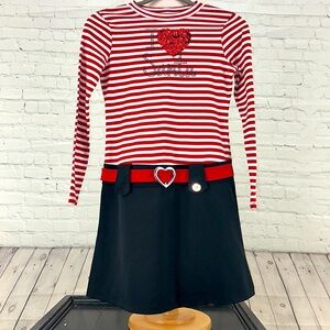 Christmas‎ Holiday Girls Dress I Live Santa Rhinestones & Sequins size 14/16